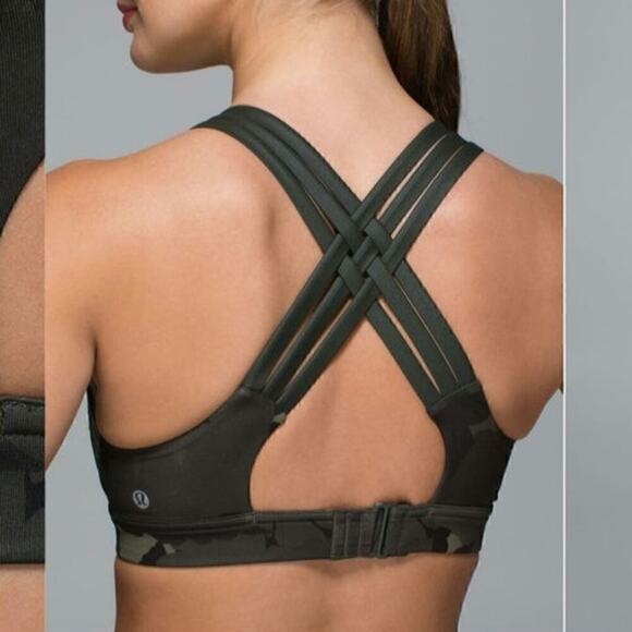 Lululemon All Sport Bra in Palm Party Gator Green Camo, sz 6 - Picture 6 of 8